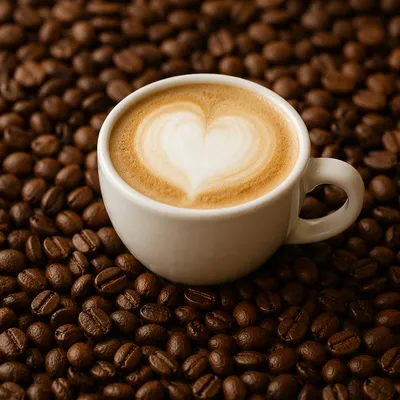 Heart Latte in White Cup Closeup
