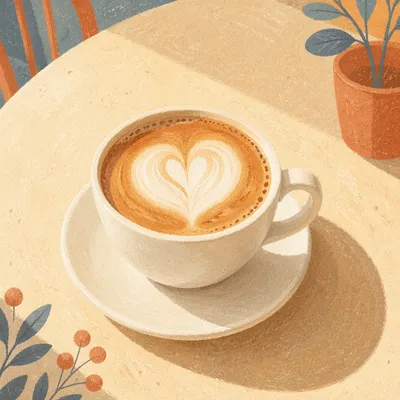 Heart Latte in White Café Cup