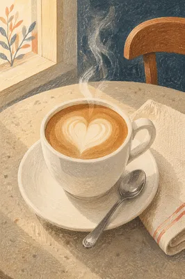 Heart Latte in Morning Cafe Light