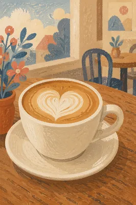 Heart Latte Art in White Cup