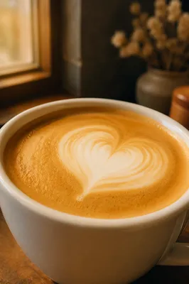 Heart Latte Art in White Cup