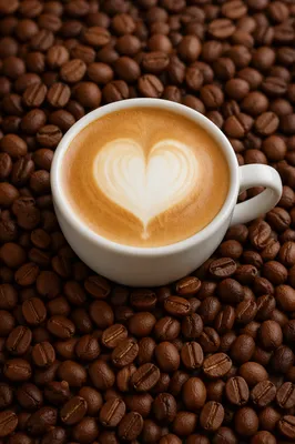 Heart Latte in White Cup