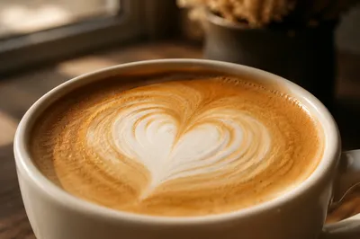 Heart Latte Art in White Cup