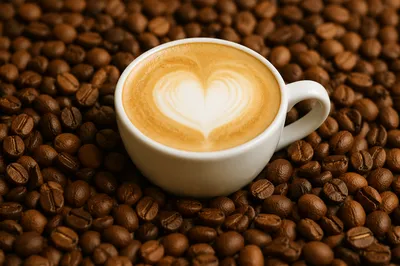 Heart Latte in White Cup