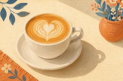 Heart Latte in Warm Café Light