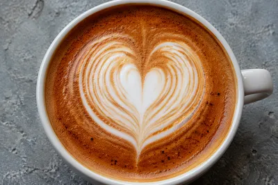 Heart Latte Art in White Cup