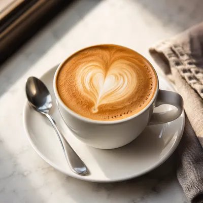 Heart Latte in Morning Cafe Light