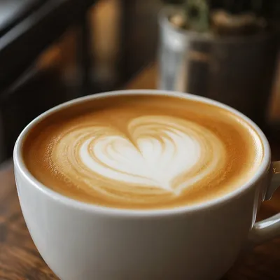 Heart Latte Art in White Cup