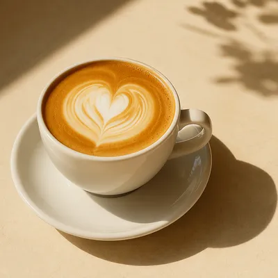 Heart Latte in Warm Café Light
