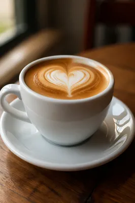 Heart Latte Art in White Cup