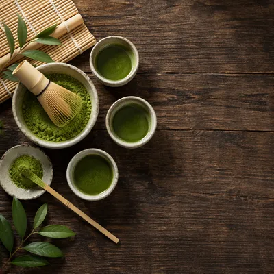Rustic Matcha Tea Ceremony Still Life