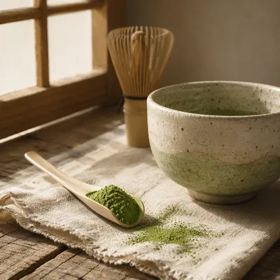 Artisanal Matcha Powder Still Life Scene