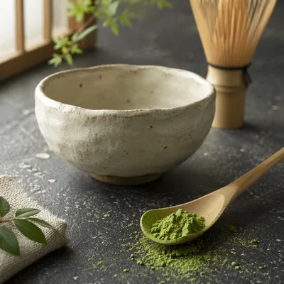 Matcha Powder Tea Ritual Close-Up