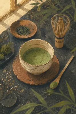 Artisanal Matcha Tea Ritual Overhead