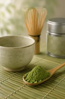 Matcha Powder in Bamboo Scoop