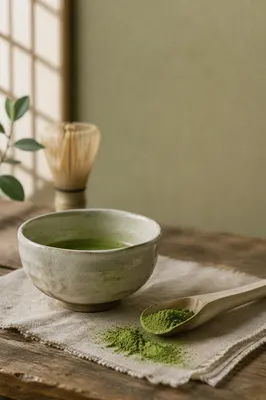 Artisanal Matcha Powder Still Life Scene