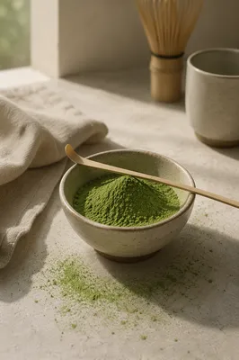 Matcha Powder in Ceramic Bowl