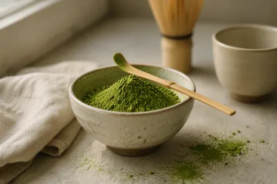 Matcha Powder in Ceramic Bowl