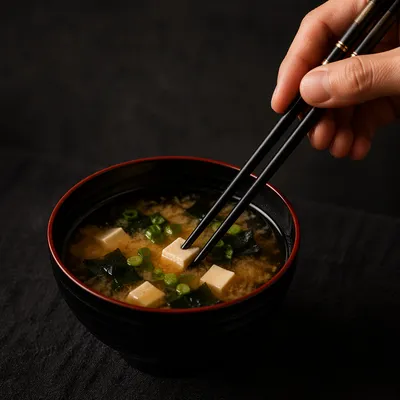 Moody Miso Soup Bowl with Chopsticks