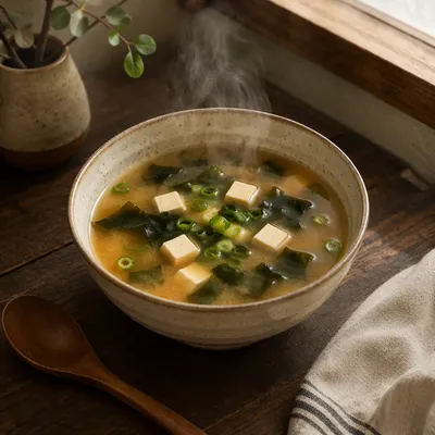Warm Miso Soup Bowl Morning Still Life