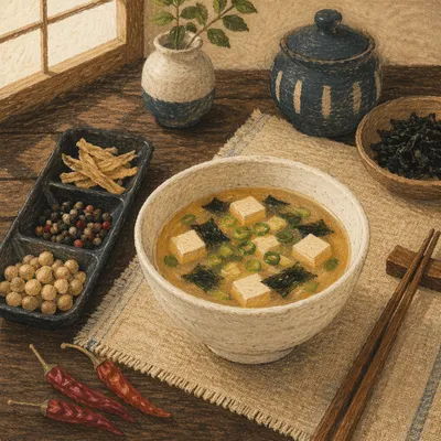 Rustic Miso Soup Bowl with Tofu