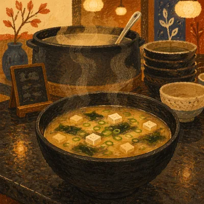 Steaming Miso Soup Bowl Close-Up