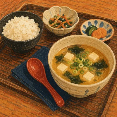 Cozy Miso Soup Bowl on Wooden Tray