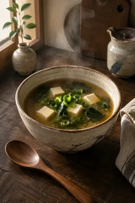 Warm Miso Soup Bowl Morning Still Life