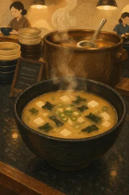 Steaming Miso Soup Bowl Close-Up