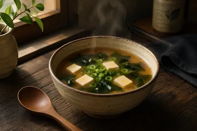 Warm Miso Soup Bowl Morning Still Life
