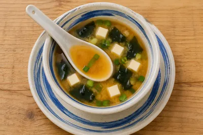 Miso Soup Bowl with Tofu and Seaweed