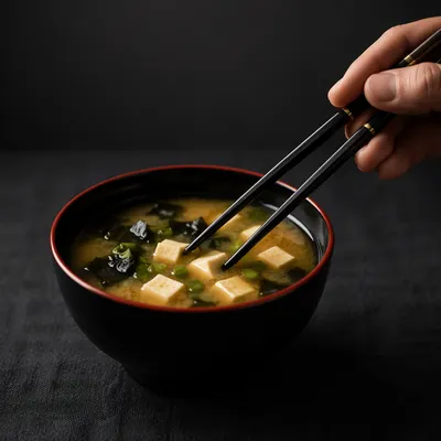 Moody Miso Soup Bowl With Chopsticks