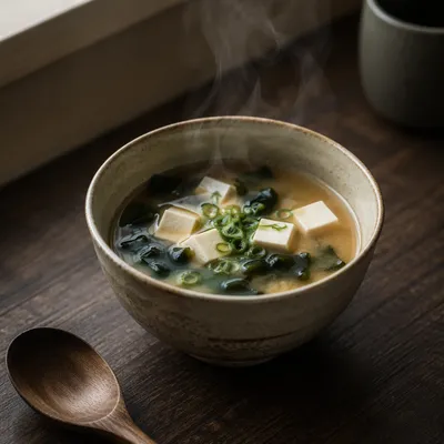 Steaming Miso Soup Bowl in Morning Light