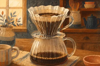 Morning Pour Over Coffee Dripper Close Up