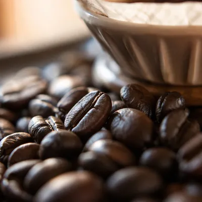 Morning Pour Over Coffee Beans Close Up