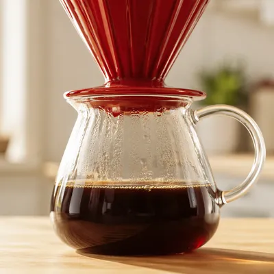 Morning Pour Over Coffee Dripper Close-Up