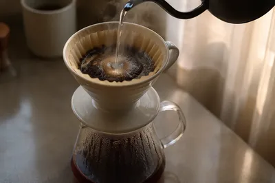 Morning Pour Over Coffee Dripper Close-Up