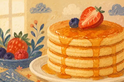Golden Pancake Stack with Berries