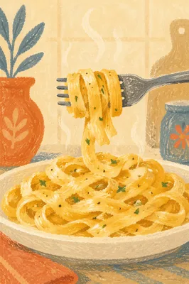 Steaming Buttered Pasta Close Up