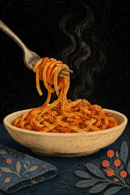 Steaming Spaghetti Bowl on Dark Table