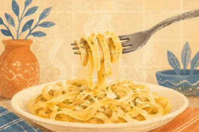 Steaming Buttered Pasta Close Up