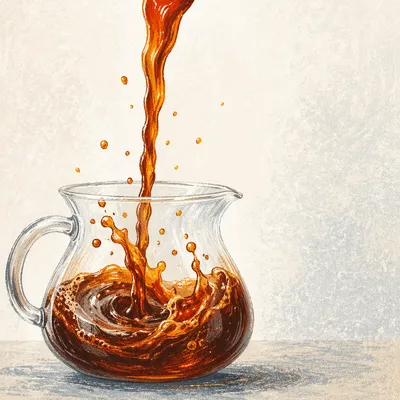 Pour Over Coffee Splash in Glass Carafe