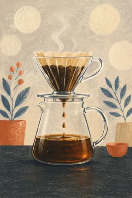 Warm Pour Over Coffee in Glass Carafe
