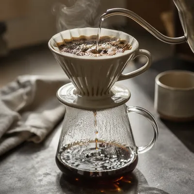 Morning Pour Over Coffee Ritual Closeup