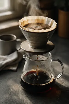 Morning Pour Over Coffee Ritual Closeup