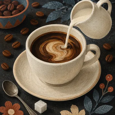 Milk Swirl in Dark Coffee Cup