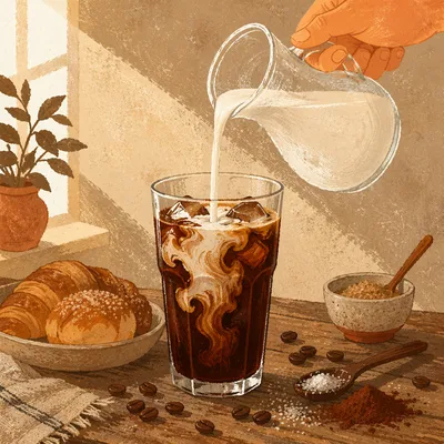 Cream Swirls in Iced Coffee Pour