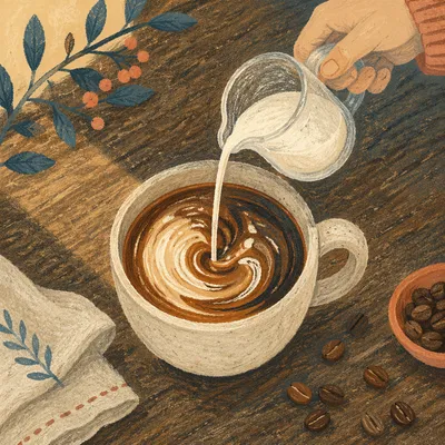 Milk Swirl in Morning Coffee Cup