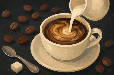 Cream Swirl in Black Coffee Cup