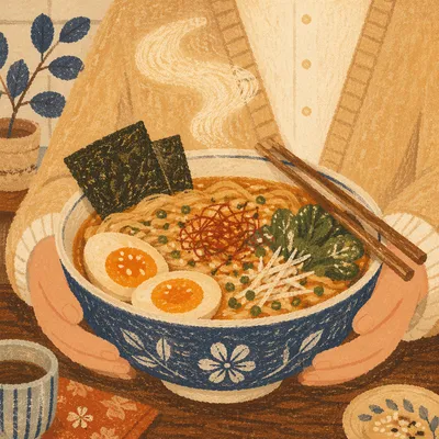Steaming Ramen Bowl With Chopsticks Close Up